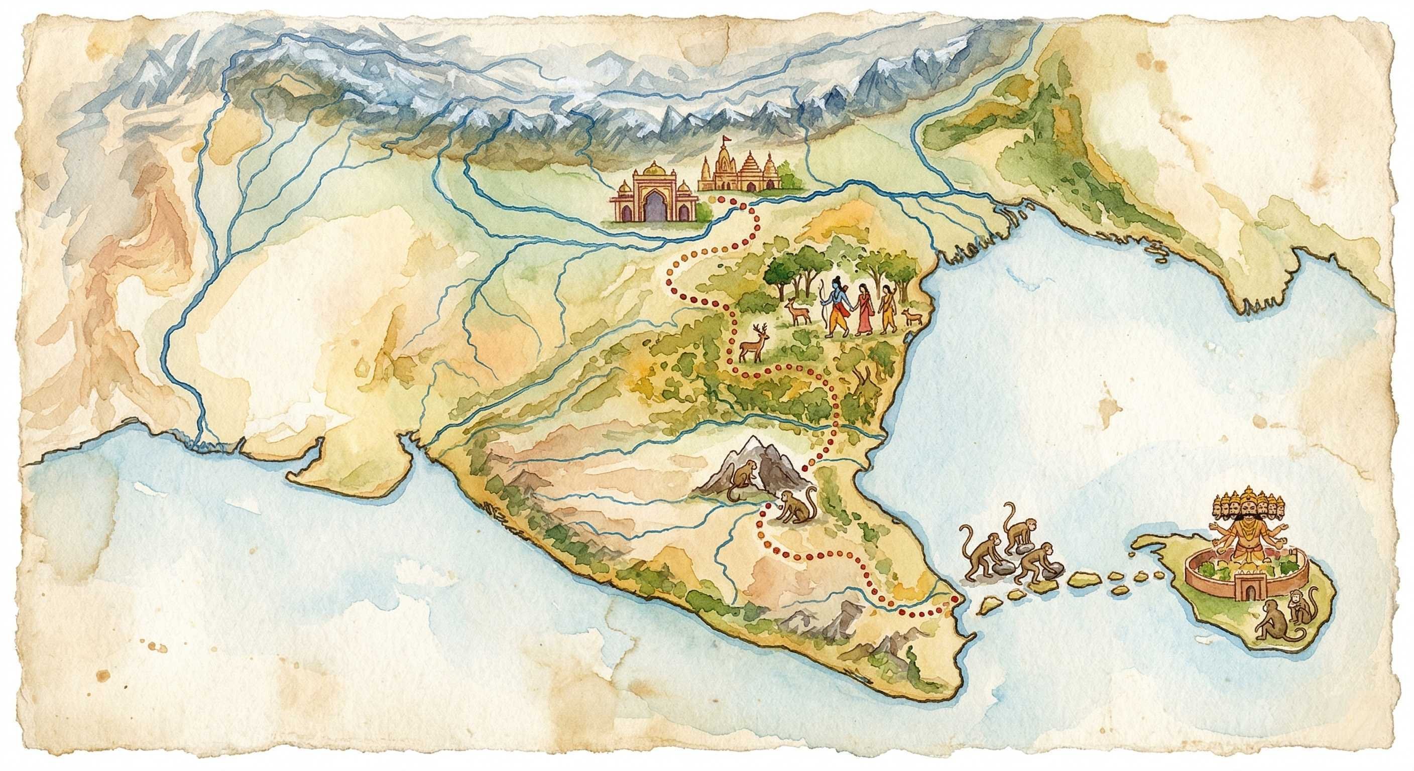 Ramayana Geography: Tracing Rama's Path on a Map